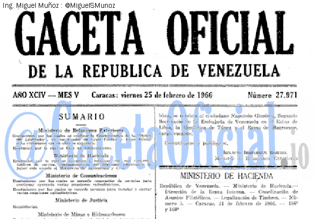 Gaceta Oficial 27971 del 25 Febrero 1966
