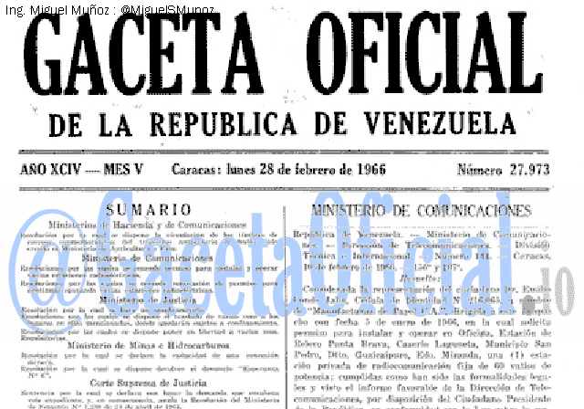 Gaceta Oficial 27973 del 28 Febrero 1966