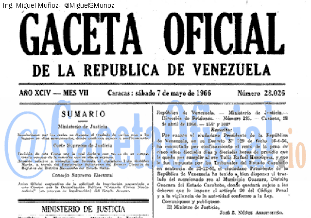 Gaceta Oficial 28026 del 7 Mayo 1966