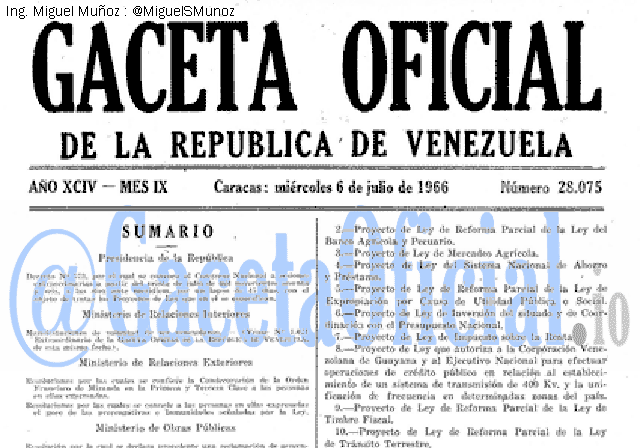 Gaceta Oficial 28075 del 6 Julio 1966