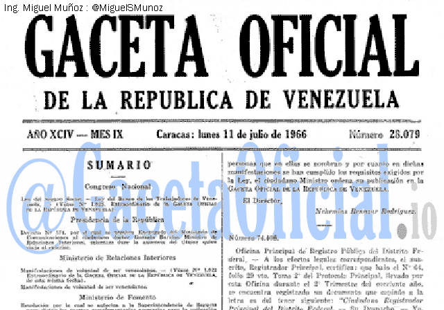Gaceta Oficial 28079 del 11 Julio 1966