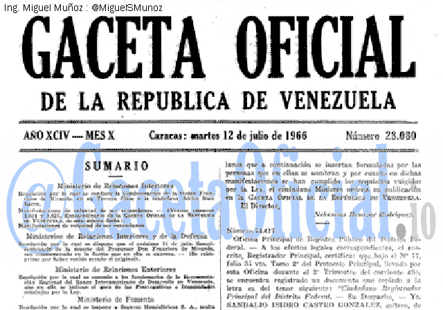 Gaceta Oficial 28080 del 12 Julio 1966