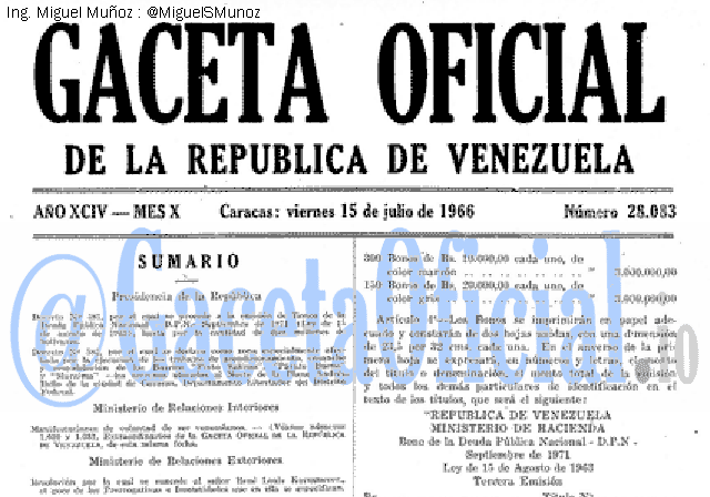 Gaceta Oficial 28083 del 15 Julio 1966