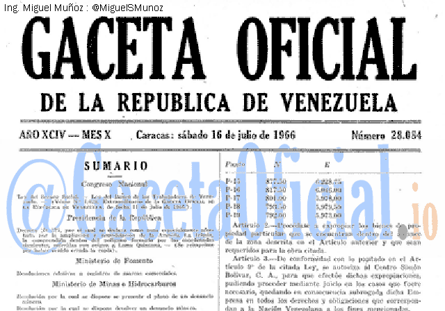 Gaceta Oficial 28084 del 16 Julio 1966