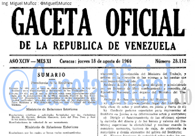 Gaceta Oficial 28112 del 18 Agosto 1966