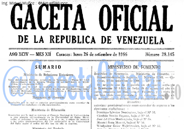 Gaceta Oficial 28145 del 26 Septiembre 1966