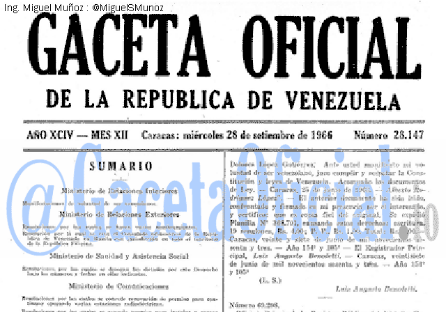 Gaceta Oficial 28147 del 28 Septiembre 1966