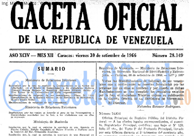 Gaceta Oficial 28149 del 30 Septiembre 1966