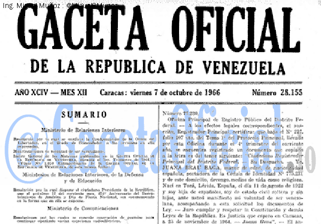 Gaceta Oficial 28155 del 7 Octubre 1966