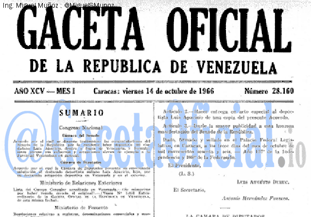 Gaceta Oficial 28160 del 14 Octubre 1966