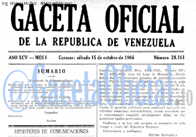 Gaceta Oficial 28161 del 15 Octubre 1966