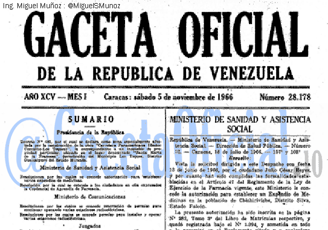 Gaceta Oficial 28178 del 5 Noviembre 1966