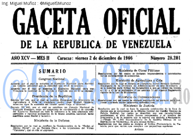 Gaceta Oficial 28201 del 2 Diciembre 1966