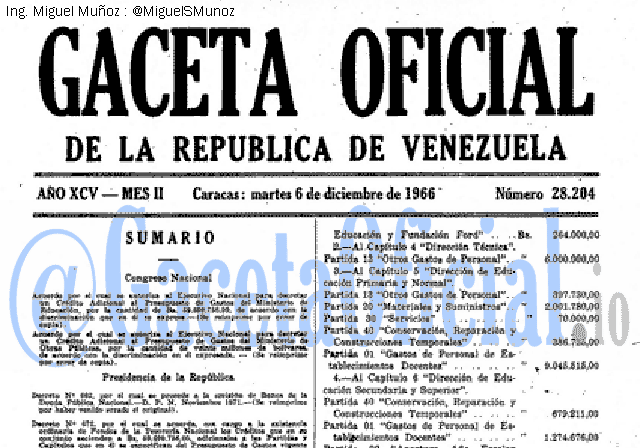 Gaceta Oficial 28204 del 6 Diciembre 1966