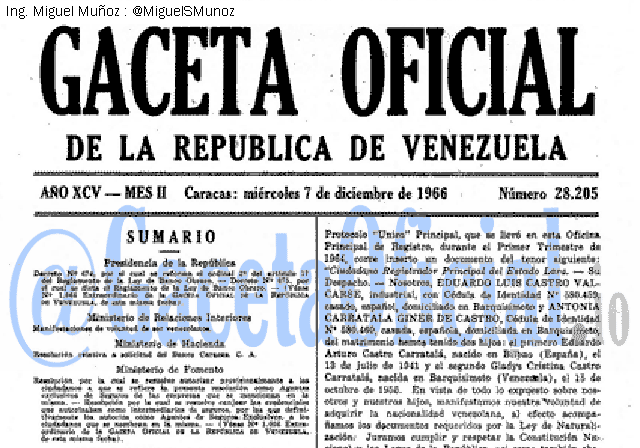 Gaceta Oficial 28205 del 7 Diciembre 1966
