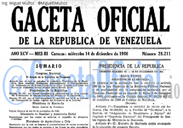 Gaceta Oficial 28211 del 14 Diciembre 1966