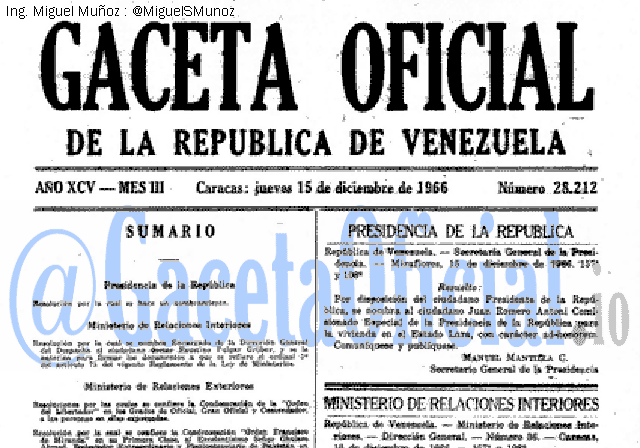Gaceta Oficial 28212 del 15 Diciembre 1966