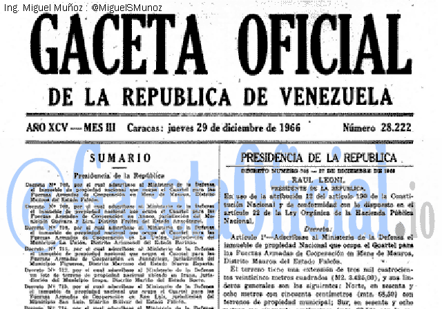 Gaceta Oficial 28222 del 29 Diciembre 1966