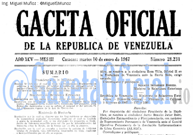 Gaceta Oficial 28231 del 10 Enero 1967