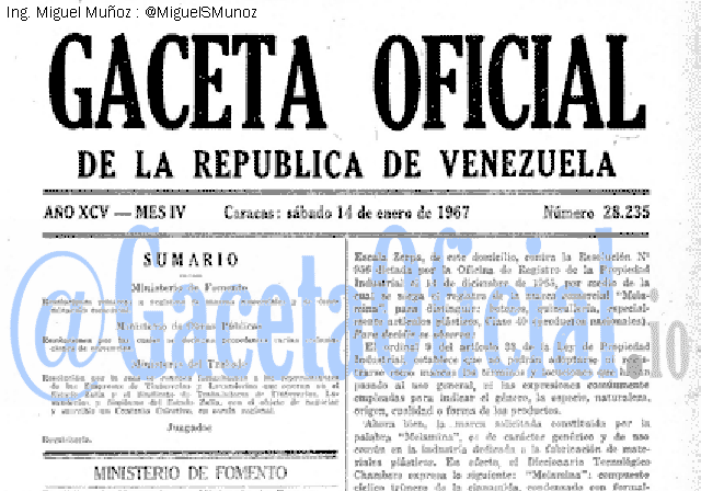 Gaceta Oficial 28235 del 14 Enero 1967