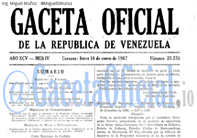 Gaceta Oficial 28236 del 16 Enero 1967