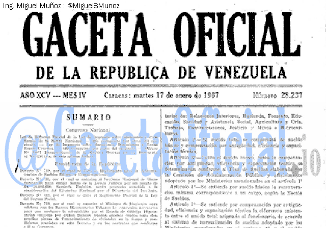 Gaceta Oficial 28237 del 17 Enero 1967