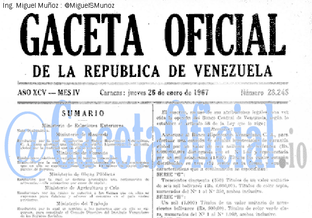 Gaceta Oficial 28245 del 26 Enero 1967