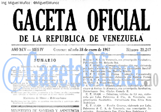 Gaceta Oficial 28247 del 28 Enero 1967