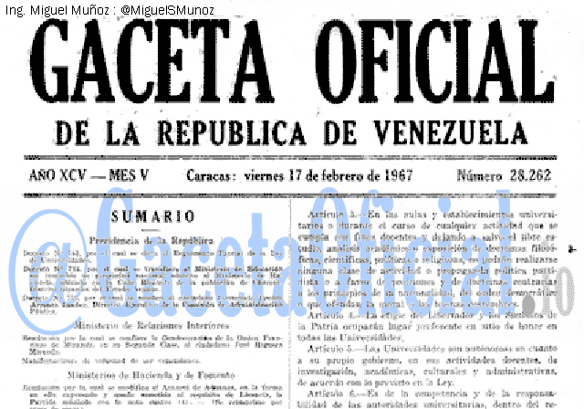 Gaceta Oficial 28262 del 17 Febrero 1967