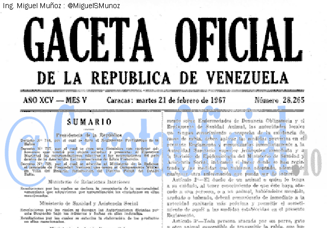 Gaceta Oficial 28265 del 21 Febrero 1967
