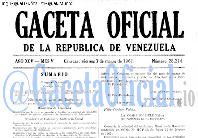 Gaceta Oficial 28274 del 3 Marzo 1967