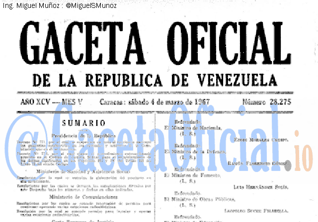 Gaceta Oficial 28275 del 4 Marzo 1967