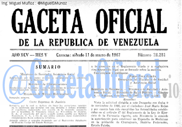 Gaceta Oficial 28281 del 11 Marzo 1967