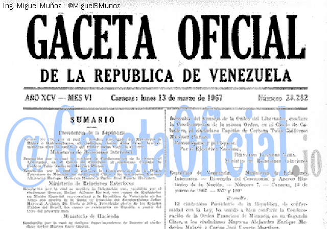 Gaceta Oficial 28282 del 13 Marzo 1967