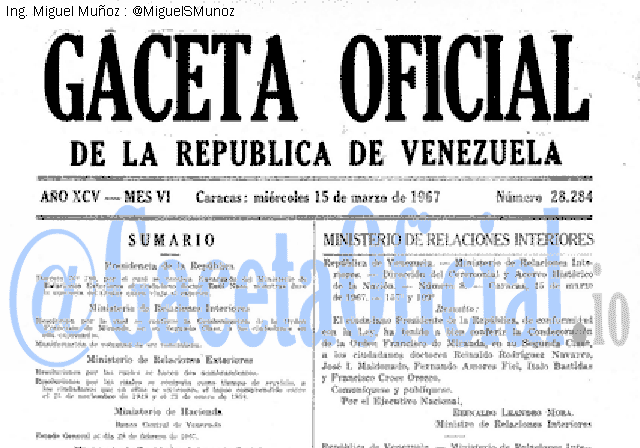 Gaceta Oficial 28284 del 15 Marzo 1967