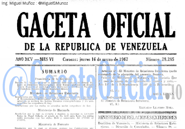 Gaceta Oficial 28285 del 16 Marzo 1967