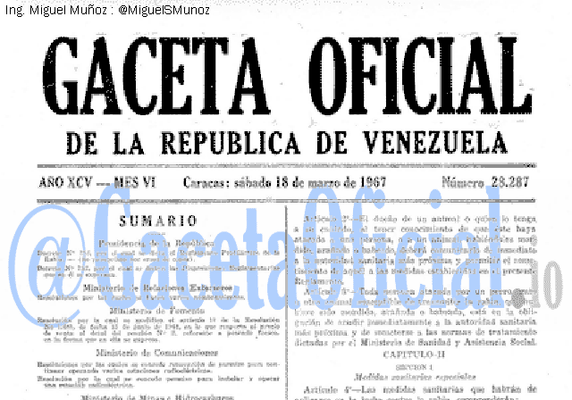 Gaceta Oficial 28287 del 18 Marzo 1967