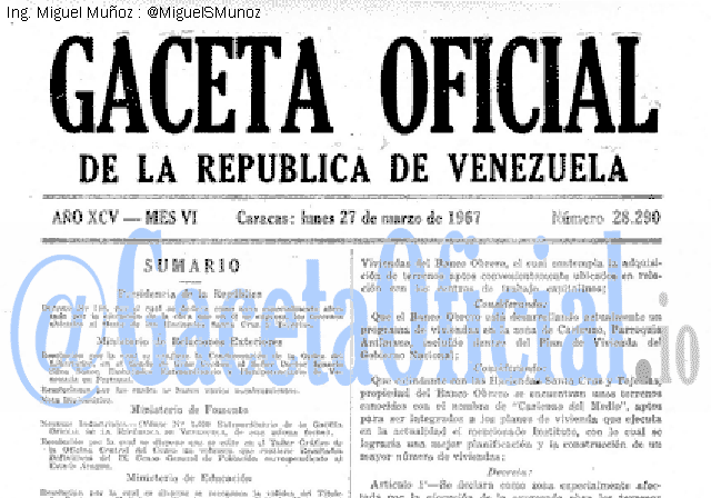 Gaceta Oficial 28290 del 27 Marzo 1967