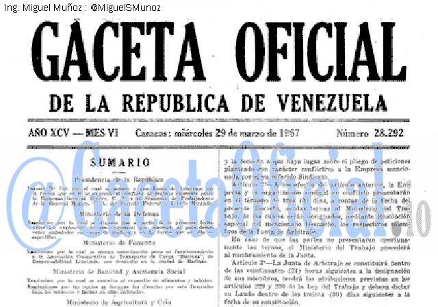 Gaceta Oficial 28292 del 29 Marzo 1967