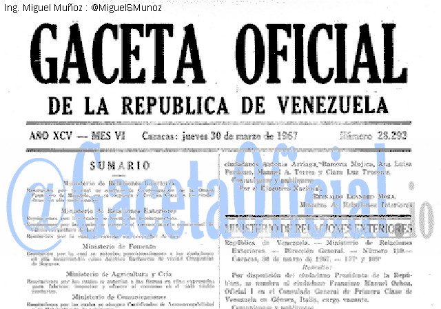 Gaceta Oficial 28293 del 30 Marzo 1967