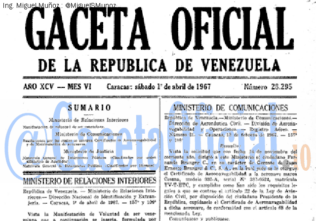 Gaceta Oficial 28295 del 1 Abril 1967