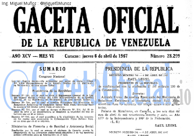 Gaceta Oficial 28299 del 6 Abril 1967