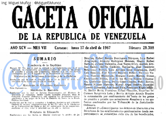 Gaceta Oficial 28308 del 17 Abril 1967