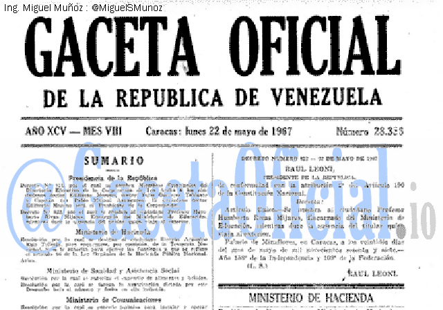 Gaceta Oficial 28336 del 22 Mayo 1967