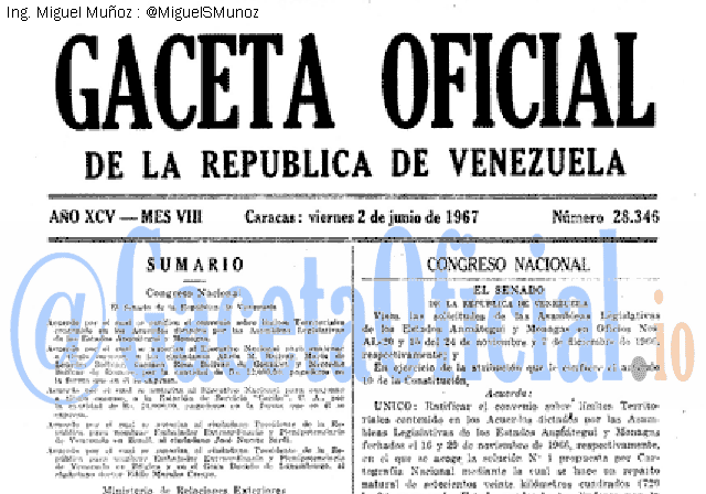 Gaceta Oficial 28346 del 2 Junio 1967