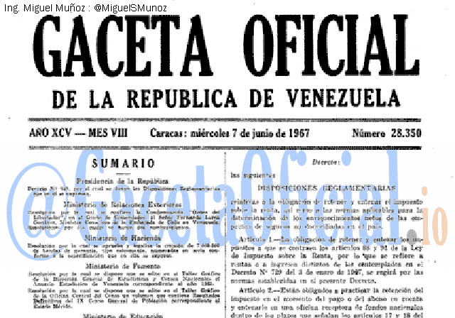 Gaceta Oficial 28350 del 7 Junio 1967