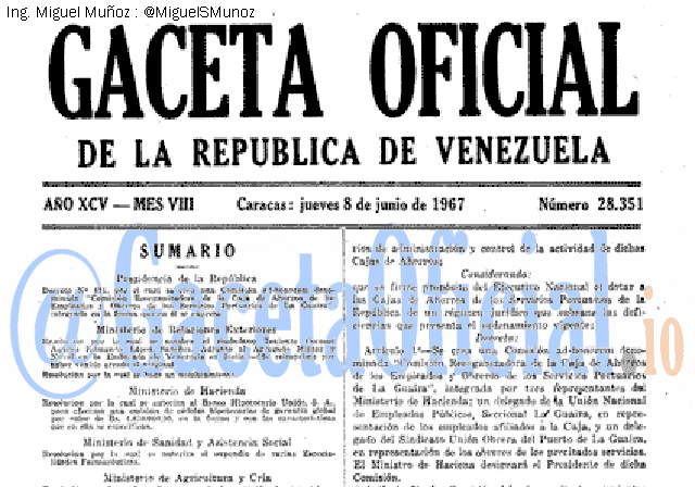 Gaceta Oficial 28351 del 8 Junio 1967