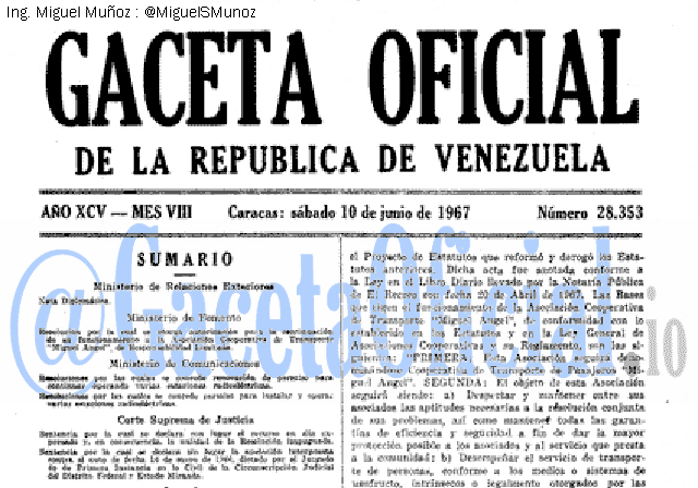 Gaceta Oficial 28353 del 10 Junio 1967