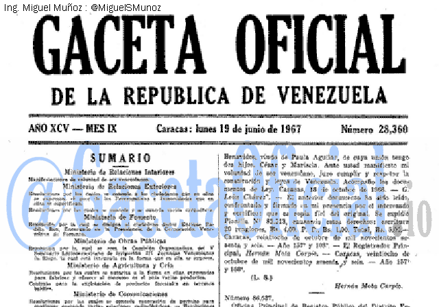 Gaceta Oficial 28360 del 19 Junio 1967