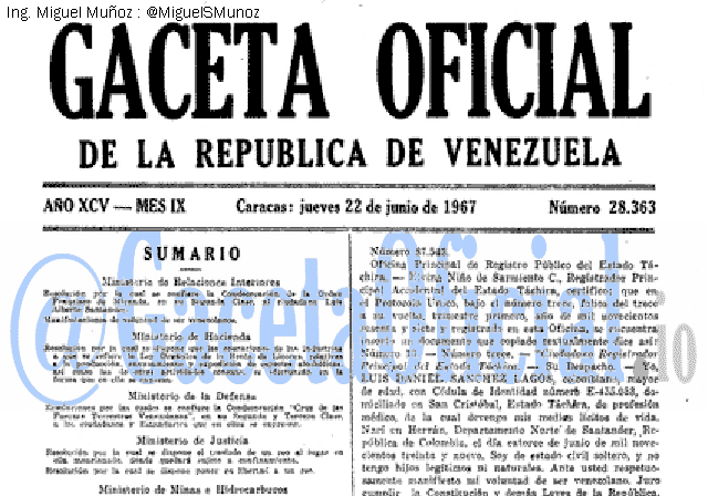 Gaceta Oficial 28363 del 22 Junio 1967